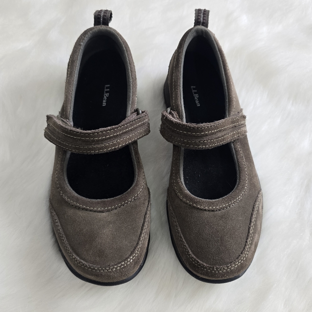 L.L. Bean Brown Suede Mary Jane Walking Shoes 6.5 Wide
